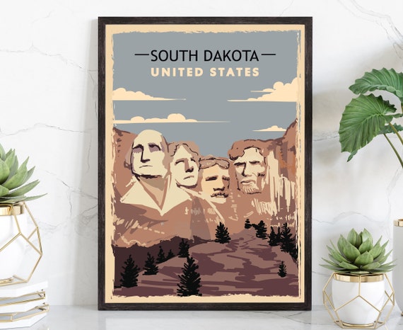 Retro Style Travel Poster South Dakota Vintage Rustic Poster - Etsy