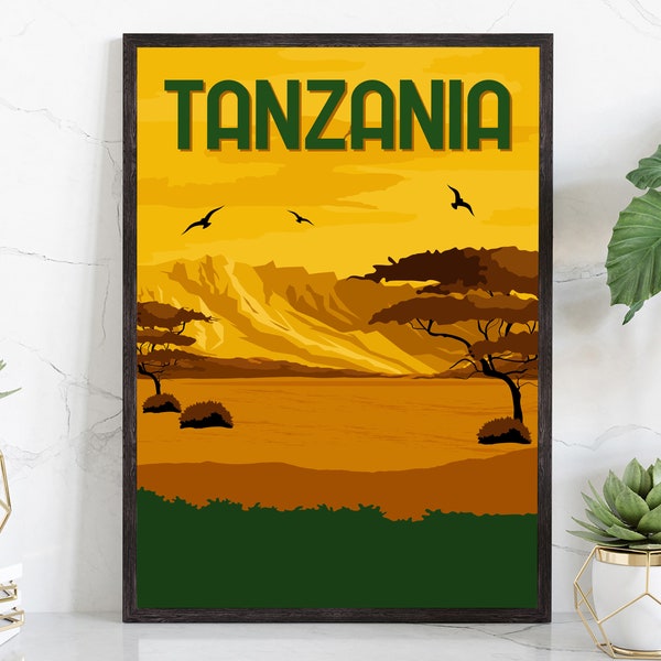 TANZANIA travel posters, Tanzania cityscape poster print, Tanzania landmark poster wall art, Home wall art, Office wall decorations