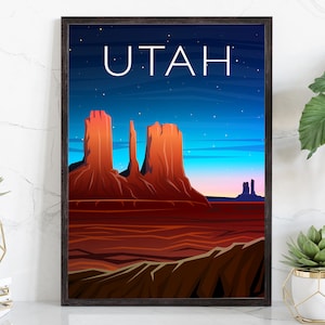 Retro Style Travel Poster, Utah Vintage Rustic Poster Print, Home Wall Art, Office Wall Decoration, Posters, Utah, State Map Poster