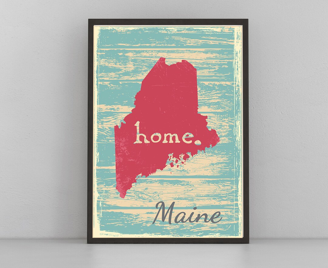 Retro Style Travel Poster Maine Vintage Art Poster Printing Etsy