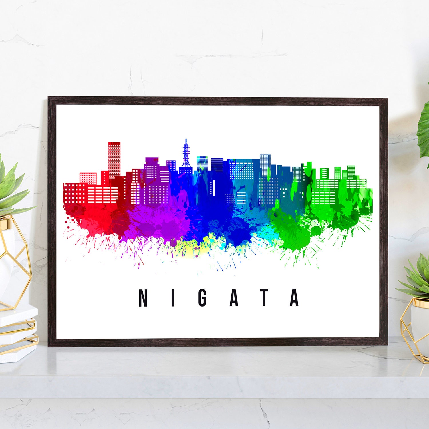 Niigata Japan Poster, Skyline poster cityscape poster, Japan Landmark City Illustration poster, Home wall art, Office wall art, Japan