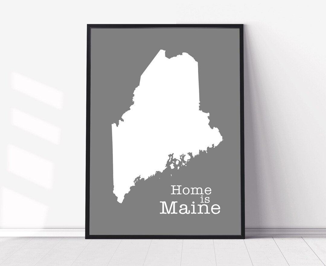 Maine Map Wall Art, Maine Modern Map Poster Print, City Map Wall Decor