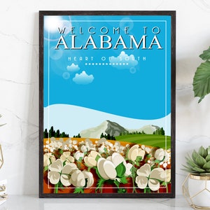 Retro Style Travel Poster, Alabama Vintage State Poster Print, Home Wall Art, Office Wall  Decor, Poster Print, Alabama State Map Poster