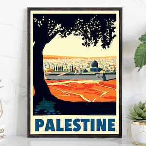 PALESTINE retro style travel poster, Palestine vintage rustic poster print, Home wall art, Office wall decorations, Palestine map poster