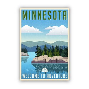 Retro Style Travel Poster, Minnesota, Vintage Rustic Poster Print, Home ...
