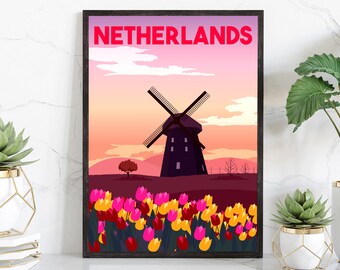 Vintage America Poster #273 Painting Print Holland Travel Canvas Poster with Frames US States Prints