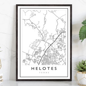 Helotes Texas City Map, Helotes Texas City Road Map Poster, City Street