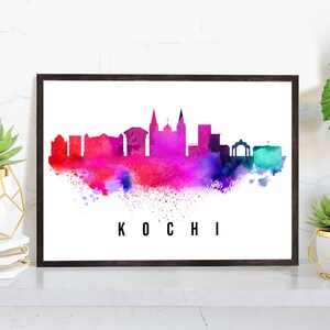 Kochi India Poster, Skyline poster cityscape poster, India Landmark City Illustration poster, Home wall art, Office wall art, India art