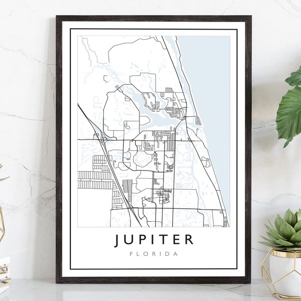 Jupiter Florida City Map, Florida Jupiter Road Map Poster, City Street Map Print, US City Modern City Map, Home Office Wall Decoration