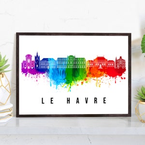 Le Havre France Poster, Skyline poster cityscape poster, France Landmark City Illustration poster, Home wall art, Office wall art, France