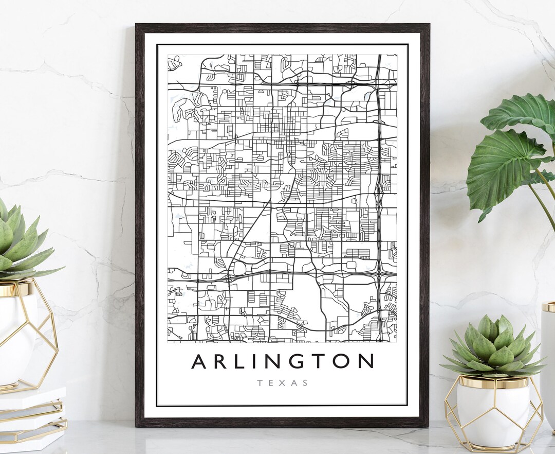 Arlington Map, Arlington City Road Map Poster, Arlington Texas City ...