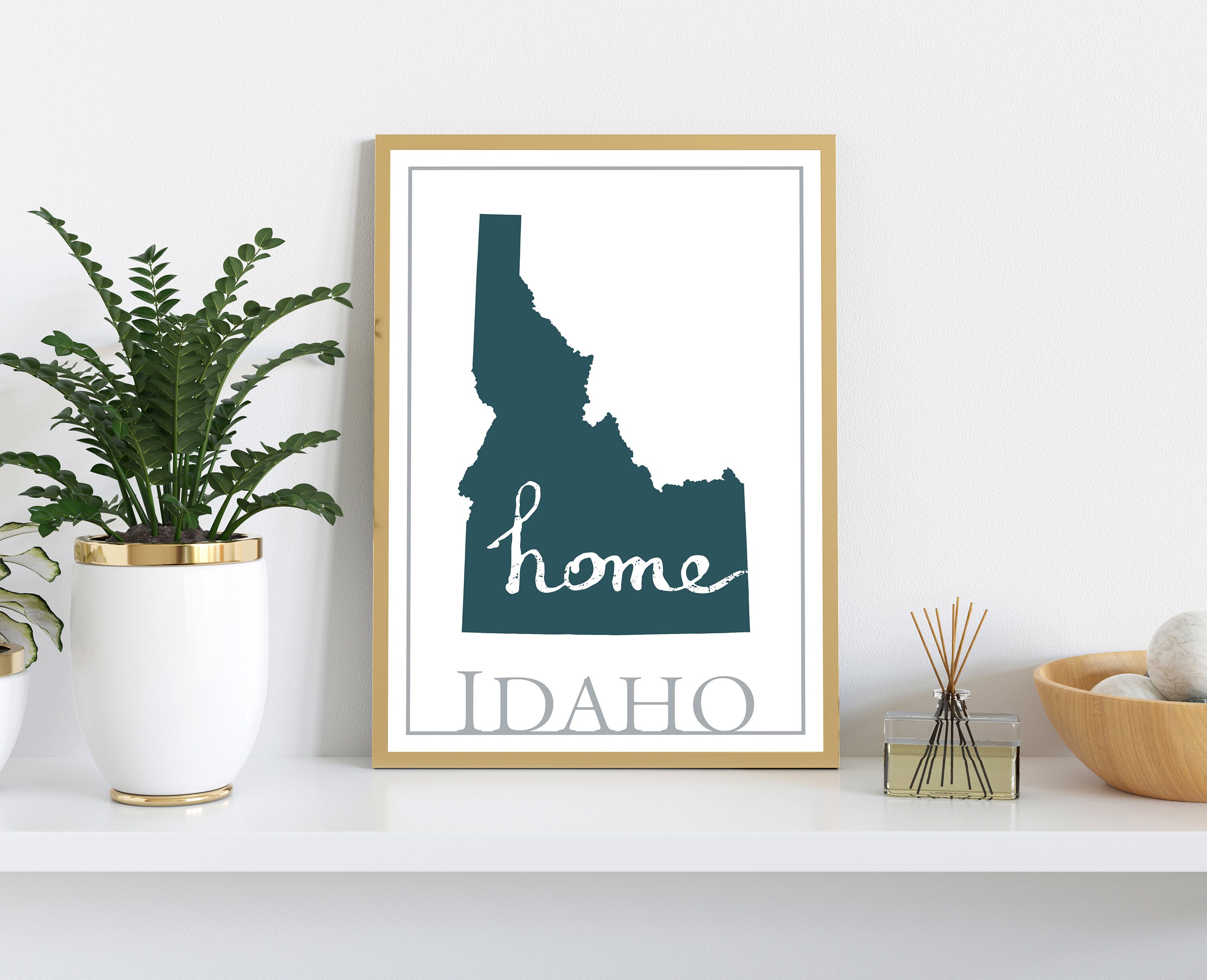Idaho Map Wall Art, Idaho Modern Map Poster Print, Home Wall Decor ...
