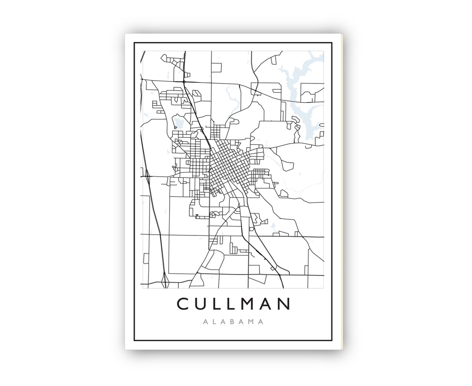 Cullman Alabama City Map Alabama City Road Map Poster City Etsy
