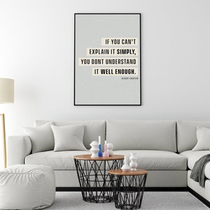 if you can't explain.. Albert Einstein, Quote, Poster printing, Office wall art, School Dorm walls art, Einstein quote, Living room wall art image 2