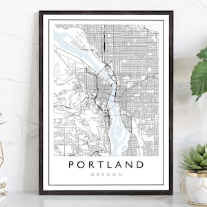Portland Oregon City Map, Portland Oregon Road Map Poster, City Street Map Print, US City Modern City Map, Home Office Wall Art Decoration