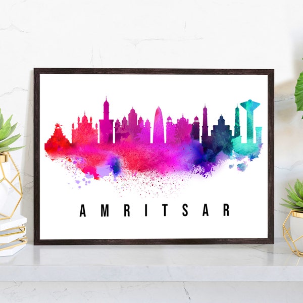 Amritsar India Poster, Skyline poster cityscape poster, India Landmark City Illustration poster, Home wall art, Office wall art, India