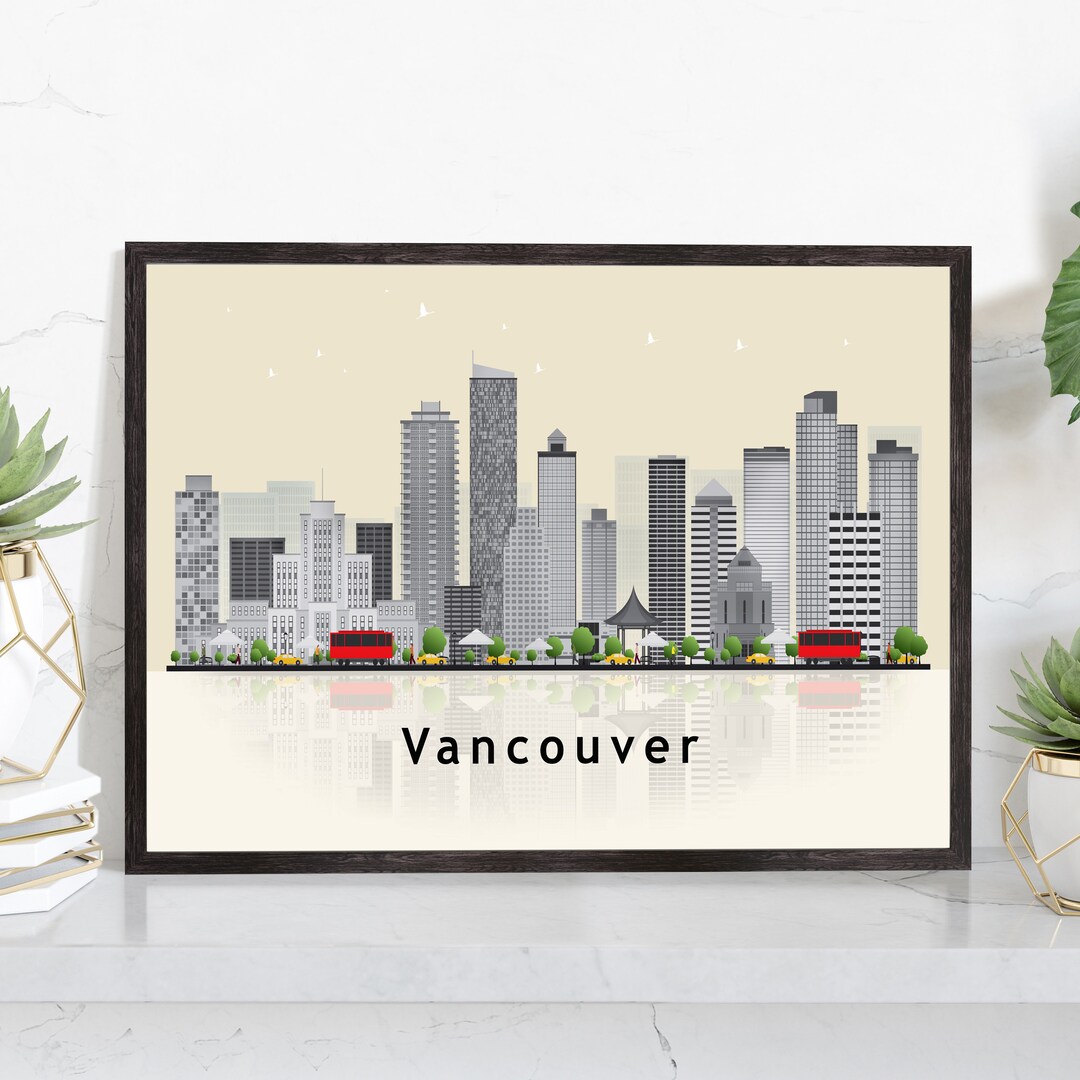 VANCOUVER CANADA Illustration Skyline Poster Print Modern Etsy