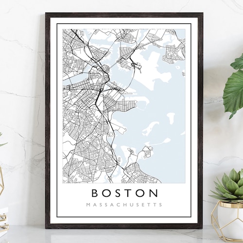 BOSTON MA Map Art Wall Decor City Map Boston Massachusetts Etsy