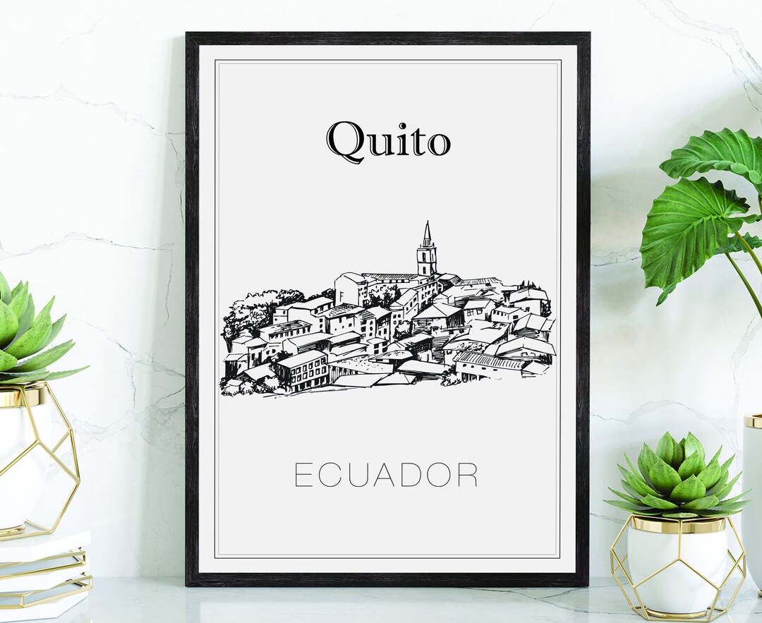 Hand Drawn Poster, Quito Travel Poster, Ecuador Poster Wall Art, Quito