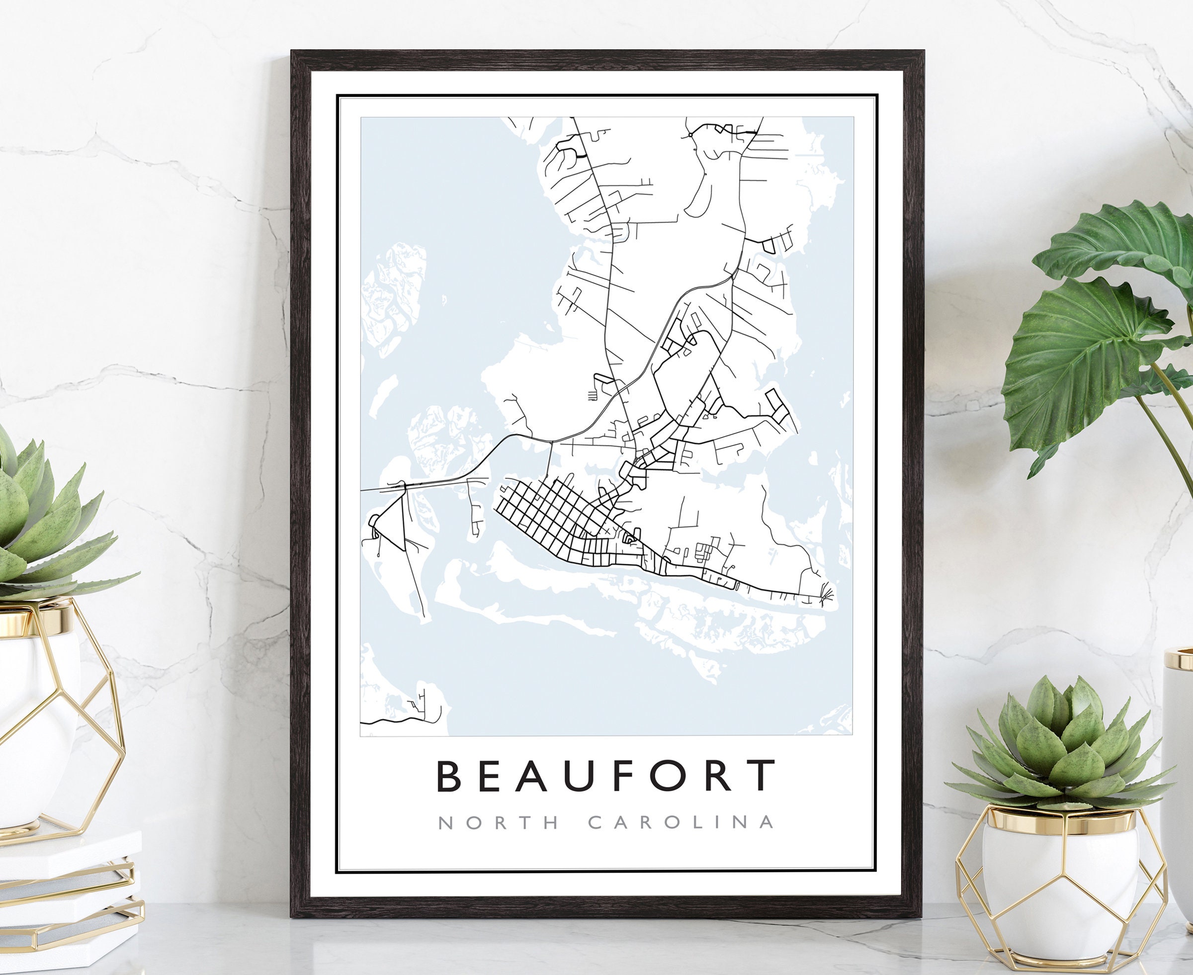 Beaufort Mapbeaufort City Road Map Poster Beaufort North Etsy