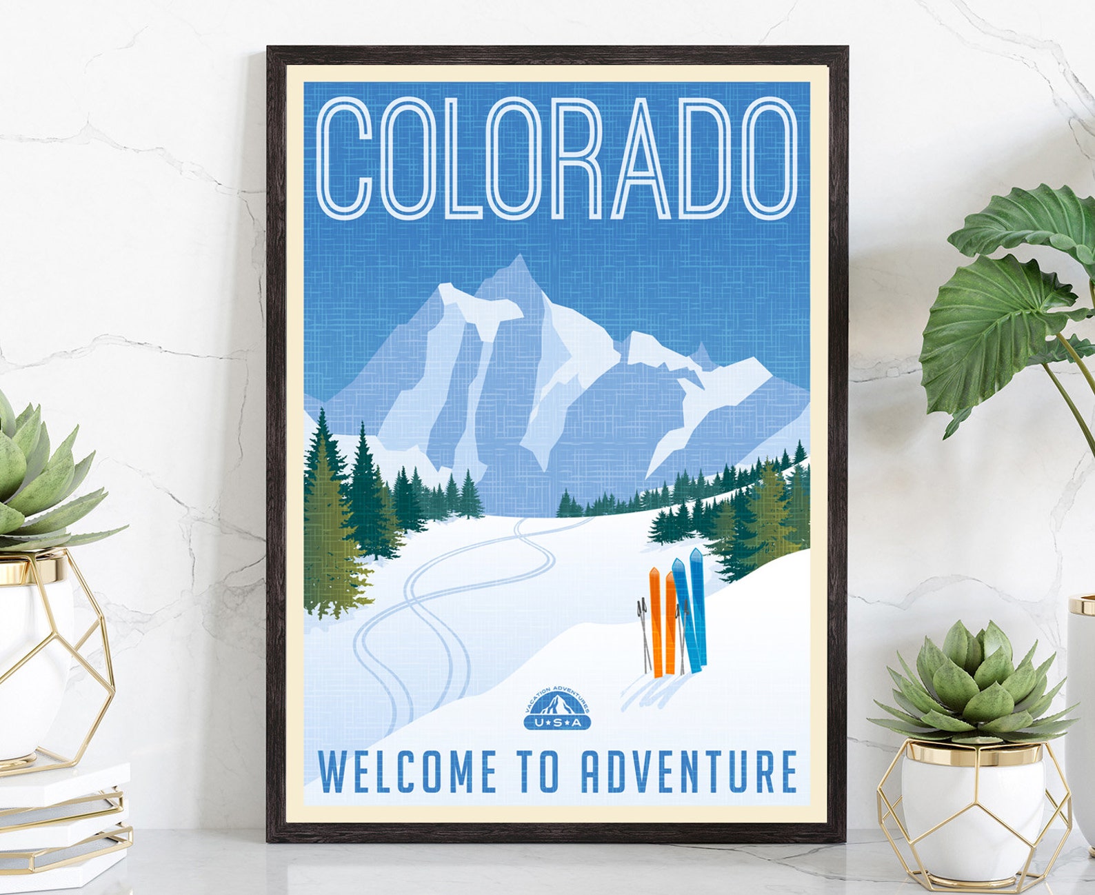 Retro Style Travel Poster, Colorado Vintage Rustic Poster Print, Home