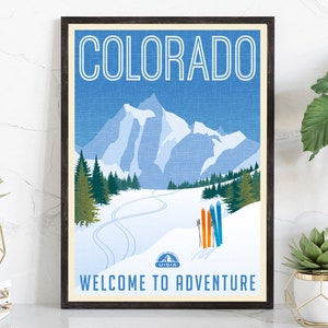 Retro Style Travel Poster, Colorado Vintage Rustic Poster Print, Home Wall Art, Office Wall Decoration, Colorado poster, State Map Poster