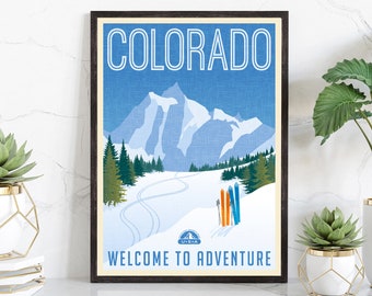 Retro Style Travel Poster, Colorado Vintage Rustic Poster Print, Home Wall Art, Office Wall Decoration, Colorado poster, State Map Poster