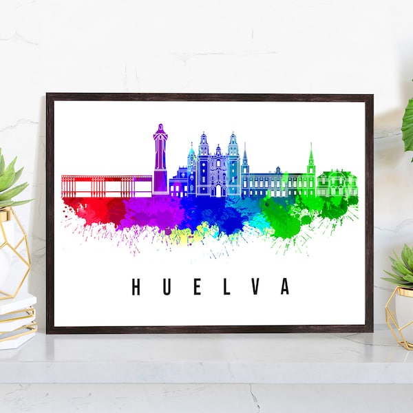 Huelva Spain Poster, Skyline cityscape poster, Spain Huelva Landmark City Illustration poster, Home wall art, Office wall art