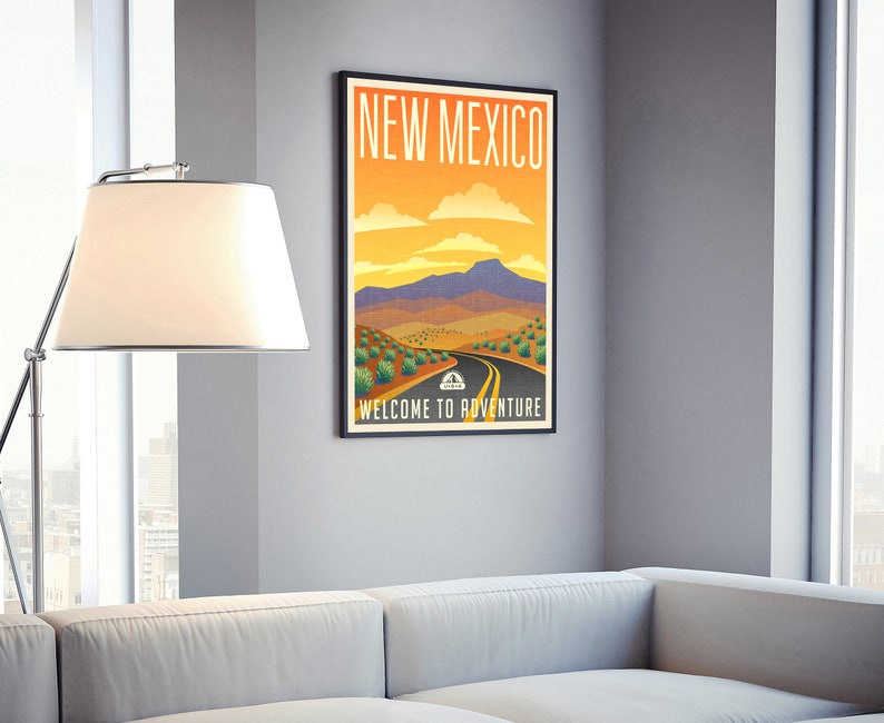 Retro Style Travel Poster New Mexico Vintage Rustic Poster Etsy