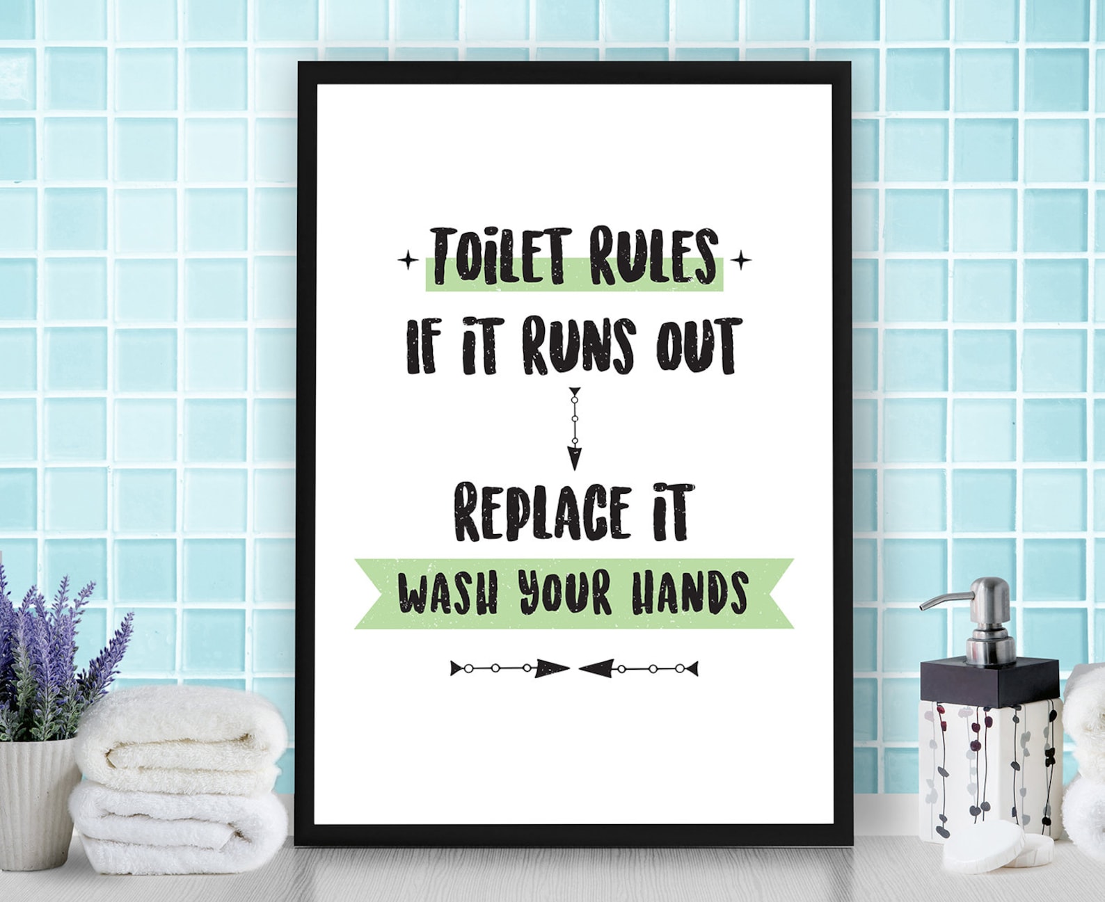 Toilet rules Restroom wall decor Bathroom wall decor Toilet Etsy