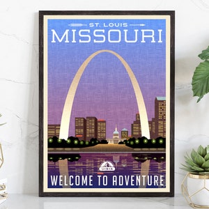 Retro Style Travel Poster, Missouri Vintage Rustic Poster Print, Home Wall Art, Office Wall Decor, Poster Prints, Missouri, State Map Poster
