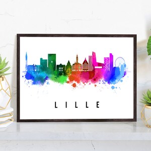 Lille France Poster, Skyline poster cityscape poster, France Landmark City Illustration poster, Home wall art, Office wall art, France