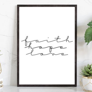 Faith Hope Love,Poster Prints, Modern Poster prints, Home wall Art Prints, Dorm Rooms wall art, Office wall decor, Motivational quotes, Gift