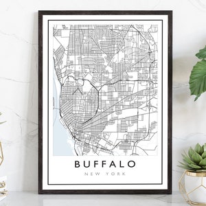 Buffalo Map, Buffalo City Road Map Poster, Buffalo New York City Street Map, Modern US City Map, Home Art Decor, Office Wall Art Print