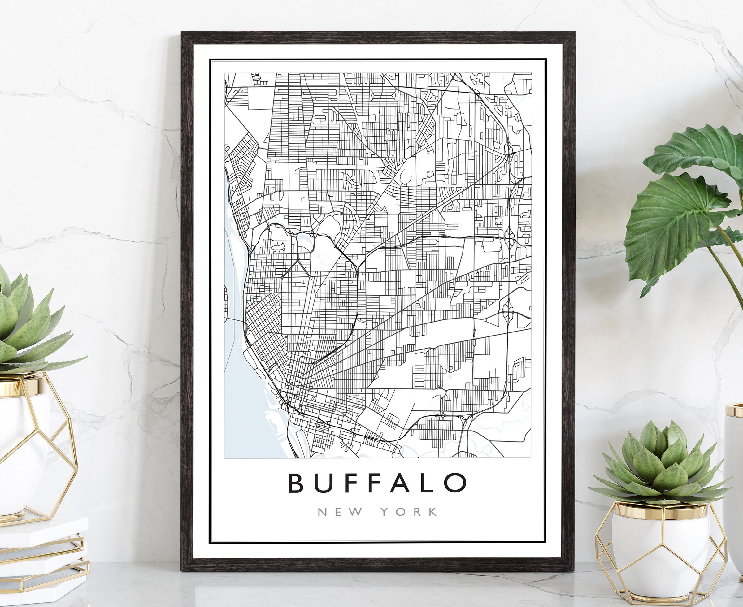 Buffalo Map Buffalo City Road Map Poster Buffalo New York Etsy