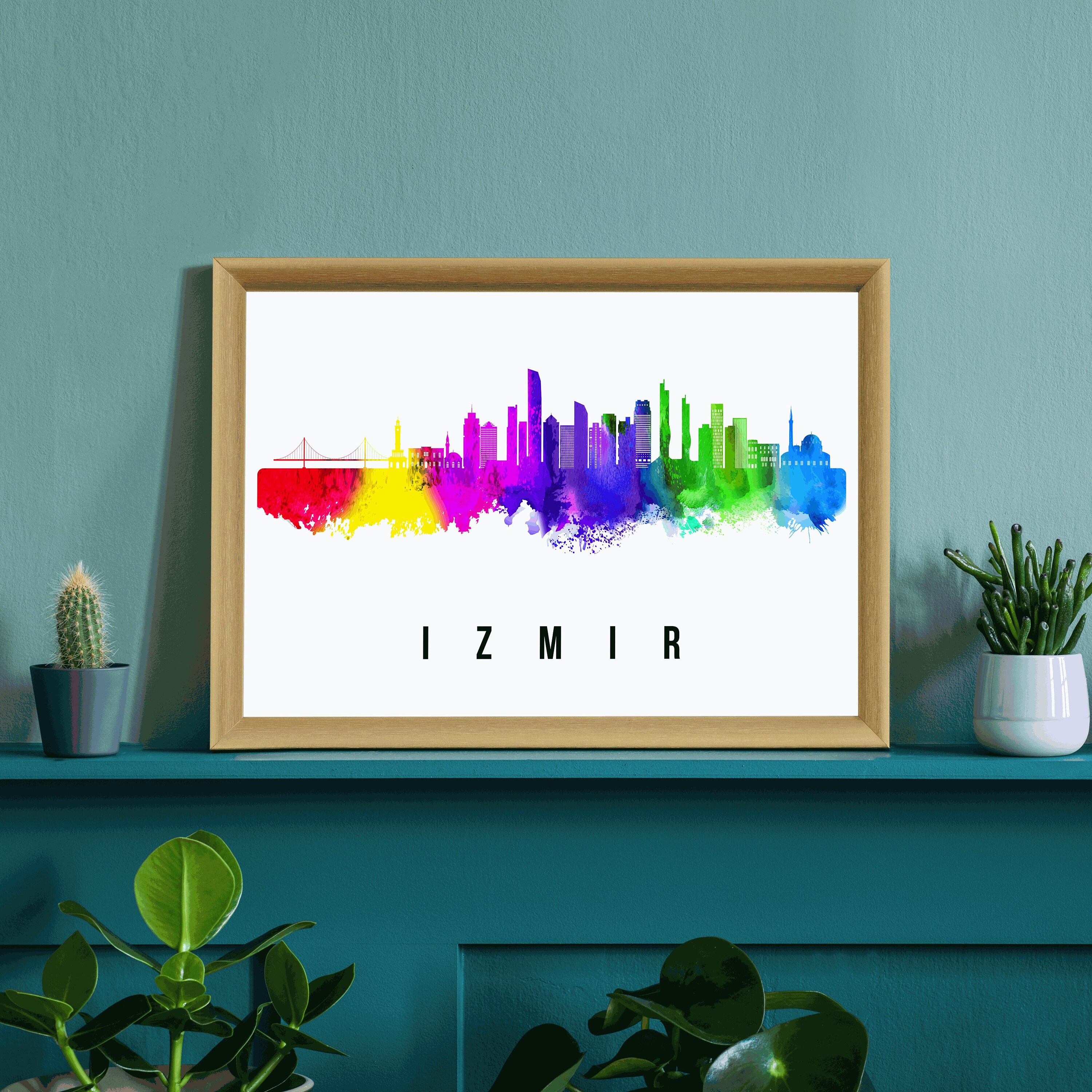 IZMIR - TURKEY Poster, Skyline Poster Cityscape and Landmark Izmir City ...