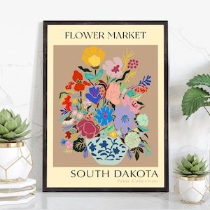 South Dakota State flower print, USA states poster, South Dakota flower market poster, Botanical poster, Nature poster floral artwork