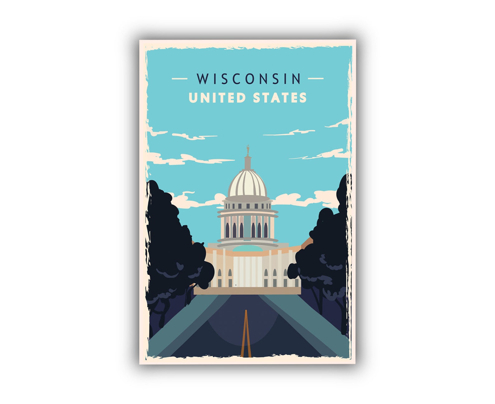 Retro Style Travel Poster Wisconsin Vintage Rustic Poster Etsy