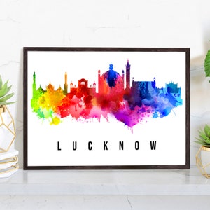 Lucknow India Poster, Skyline poster cityscape poster, India Landmark City Illustration poster, Home wall art, Office wall art, India art