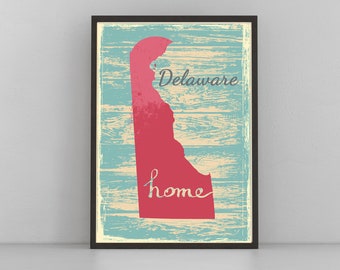 Retro Style Travel Poster, Delaware Vintage State Map Poster Printing, Home Wall Art, Office Wall  Decoration, Delaware Map Poster Print