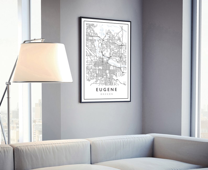 Eugene Oregon City Map Eugene City Road Map Poster City - Etsy