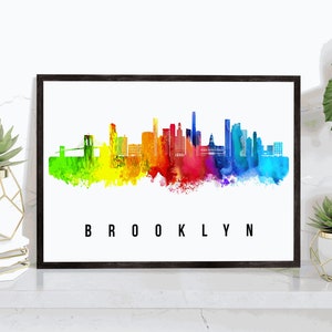 Brooklyn - New York Skyline Poster, Cityscape Painting, Brooklyn Poster, Brooklyn Cityscape and Landmark Print, Home and Office Wall Art