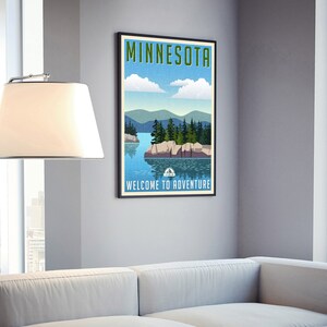 Retro Style Travel Poster, Minnesota, Vintage Rustic Poster Print, Home ...