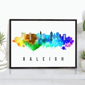 Raleigh Skyline North Carolina Poster, North Carolina Cityscape Painting, Raleigh North Carolina Poster, Cityscape and Landmark Print