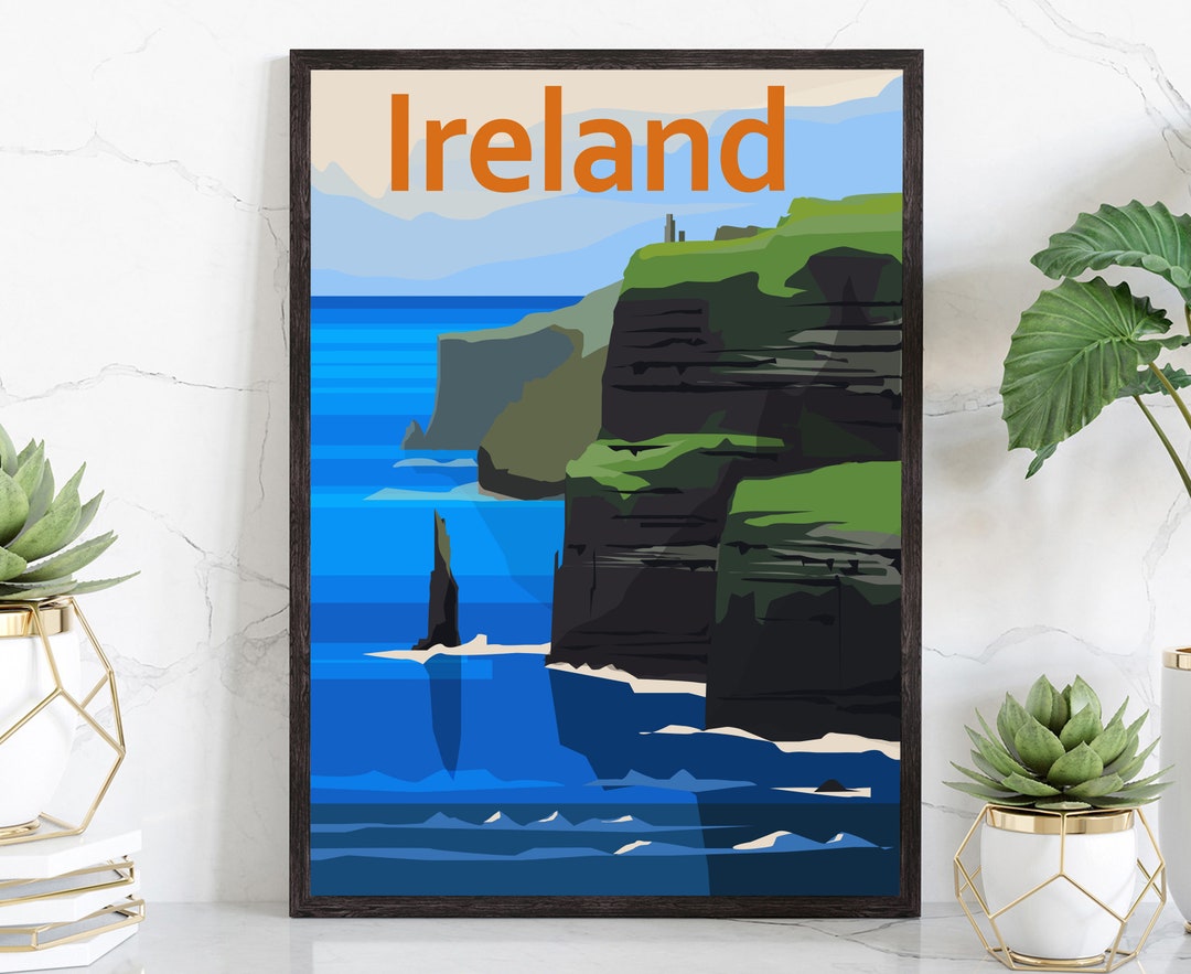 IRELAND TRAVEL POSTER, Ireland Poster Wall Art, Ireland Cityscape and