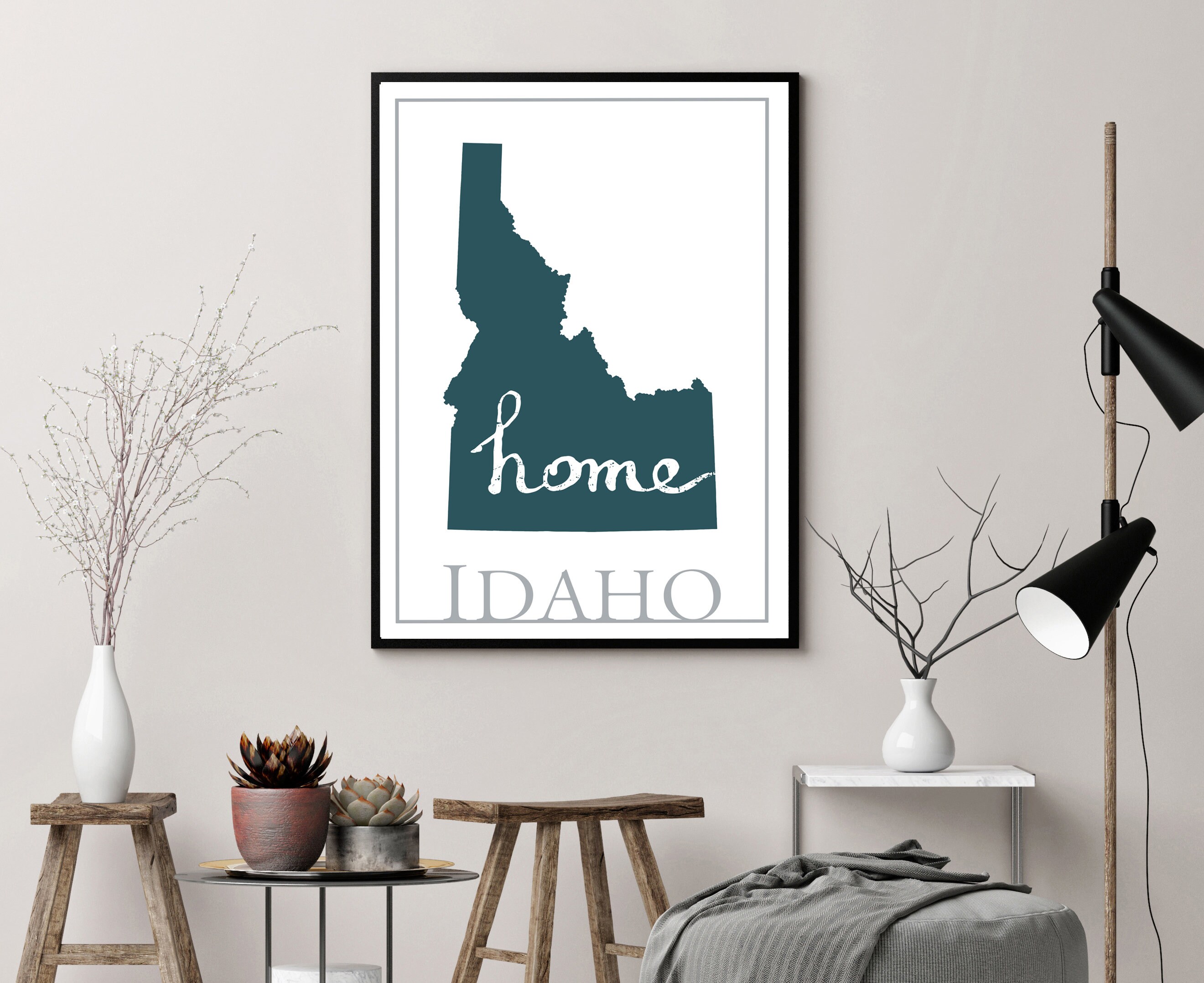 Idaho Map Wall Art, Idaho Modern Map Poster Print, Home Wall Decor ...