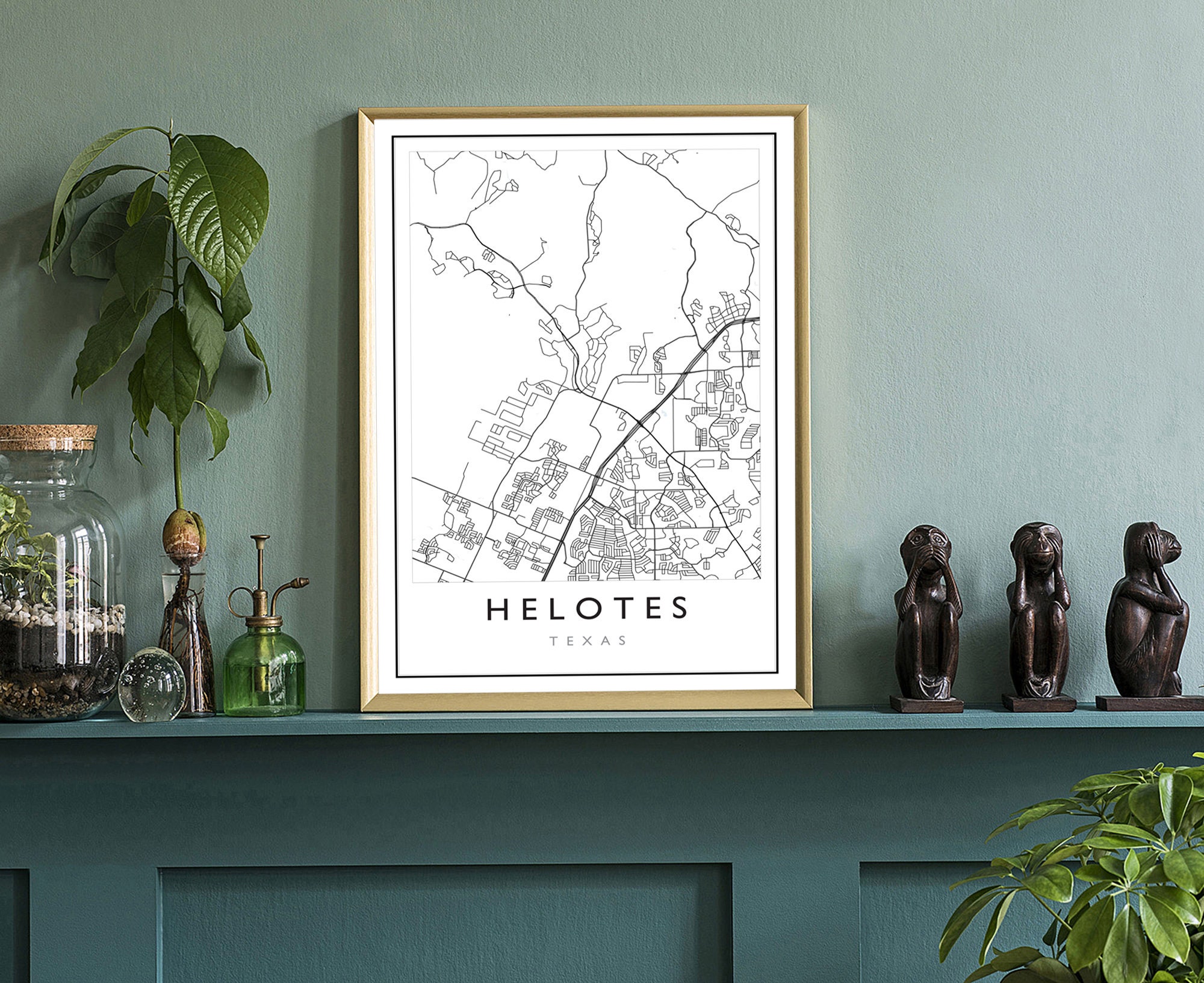 Helotes Texas City Map Helotes Texas City Road Map Poster Etsy