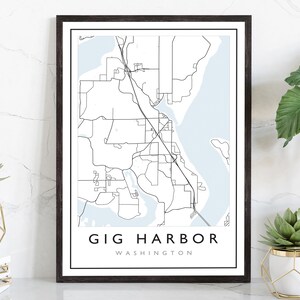 Gig Harbor Washington City Map, Washington City Road Map Poster, City Street Map Print, Modern US City Map, Home Art Decor, Office Wall Art