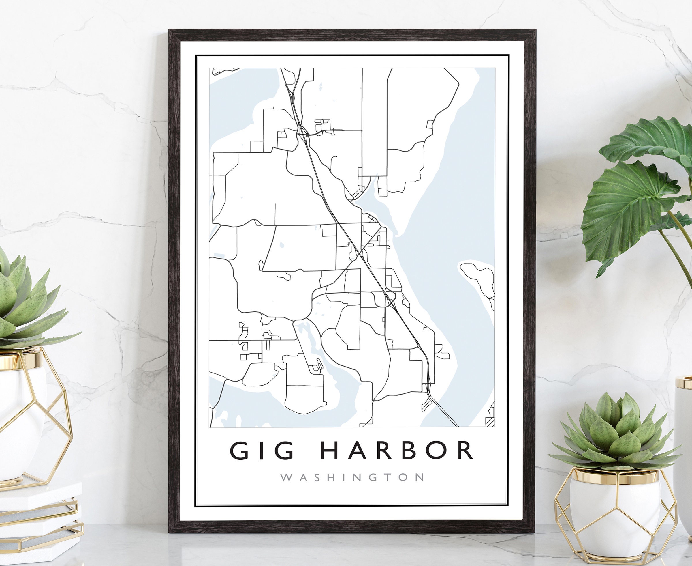 Gig Harbor Washington City Map, Washington City Road Map Poster, City Street Map Print, Modern US City Map, Home Art Decor, Office Wall Art