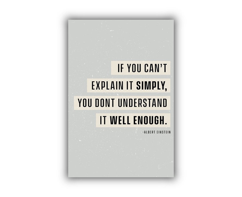 if you can't explain.. Albert Einstein, Quote, Poster printing, Office wall art, School Dorm walls art, Einstein quote, Living room wall art image 4